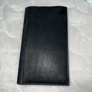 VTG Samsonite Black Full Grain Leather Bifold 7x4 Wallet Organizer Career Travel